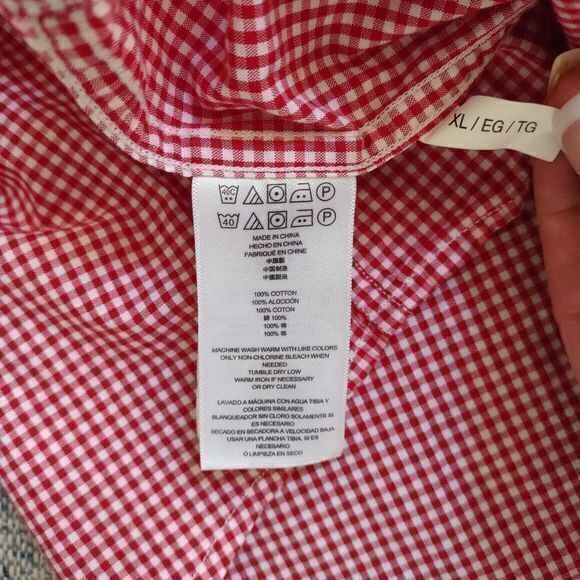 Michael Kors Red Gingham Tailored/Classic Fit Long Sleeve Button Down Size XL - Picture 7 of 9